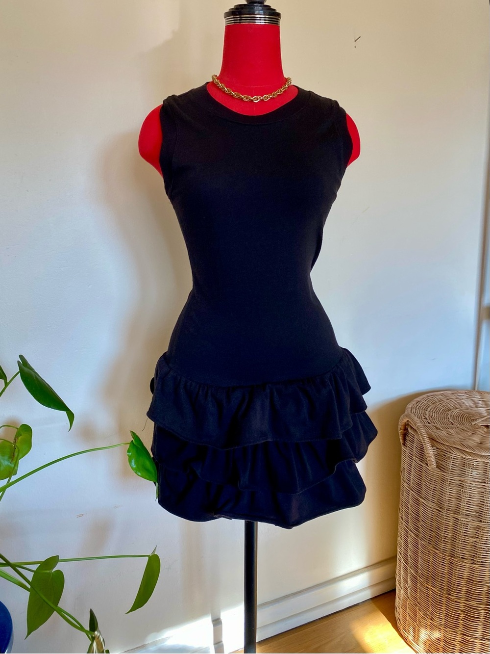 Black Sleeveless Ruffle 90s Mini Dress